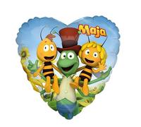 Party Factory Ballon en aluminium en forme de cœur « Maya l'abeille » - Diamètre : 45 cm - Multicolore - Willi, Flip et Maya - Ballon à l'hélium pour anniversaire d'enfant