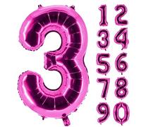 Ballons de baudruche Rose 100cm numéros 0-9, 3