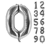 Party Factory Ballons en Aluminium Argent 100cm numéros 0-9, 0