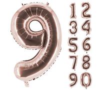 Party Factory Ballons en Aluminium Or Rose 100cm numéros 0-9, 9