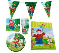 Party Factory Benjamin Blümchen Kit de fête jetable comprenant 10 gobelets, 10 assiettes, 20 serviettes, 1 nappe et 1 guirlande de fanions