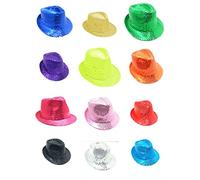 Party Factory Chapeau à paillettes - Chapeau bleu à paillettes pour homme et femme - Accessoire glamour - Pour carnaval