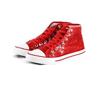 Party Factory Chaussures à paillettes, avec des paillettes, en différentes tailles, pour femmes et hommes, baskets de designer, sneakers pour le carnaval, rouge, 42 EU