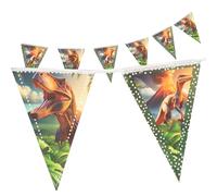 Party Factory Guirlande de fanions d'anniversaire dinosaures réalistes, 4 à 5 mètres, vert marron, décoration d'anniversaire, guirlande comme décoration pour anniversaire d'enfant et fête à thème