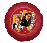 Party Factory Harry Potter Ballon en aluminium, diamètre 45 cm, rouge, doré, Ron et Hermione, ballon à l'hélium magicien de Poudlard pour anniversaire