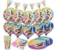 Party Factory Kit de fête 5 pièces avec 20 serviettes, 8 gobelets, 8 assiettes, 1 guirlande de fanions, 5 ballons ronds en aluminium et 5 ballons en aluminium en forme de cœur, décoration pour fêtes