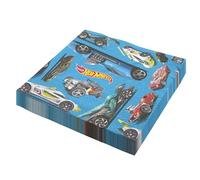 Party Factory Lot de 20 serviettes en papier « Hot Wheels » - 33 x 33 cm - 3 couches - Jetables - Pour anniversaire d'enfant ou fête à thème