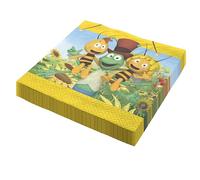 Party Factory Lot de 20 serviettes en papier, motif Maya l'abeille, 33 x 33 cm, multicolores, 3 couches, jetables pour anniversaire d'enfant ou fête à thème