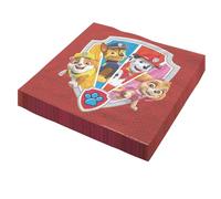 Party Factory Lot de 20 serviettes en papier « Pat' Patrouille », 33 x 33 cm, multicolores, 3 couches, jetables pour anniversaire d'enfant ou fête à thème