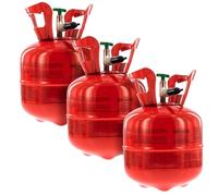 Party Factory Lot de 3 bouteilles d'hélium de 0,14 m³/140 l pour 20 ballons chacun, 3 bouteilles jetables avec gaz hélium et valve de remplissage pour ballons à l'hélium