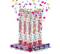 Party Factory Lot de 5 canons à confettis Flower Power Party Popper - Gadgets de fête - Canon à confettis de 40 cm avec confettis pour mariage, anniversaire ou Nouvel An - Jusqu'à 8 m de hauteur de