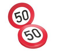 Party Factory Lot de 8 assiettes en carton jetables pour 50e anniversaire - 23 cm - Rouge et blanc - Décoration de table