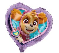 Party Factory Paw Patrol Skye, Ballon en aluminium en forme de cœur, violet, Ø 45 cm, ballon à l'hélium aide à 4 pattes, anniversaire d'enfant fille