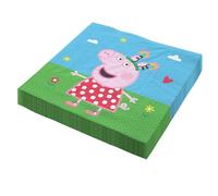 Party Factory 'Peppa Pig' 20 serviettes en papier, 12,9 x 12,9 pouces, colorées, 3 épaisseurs, serviettes jetables pour les anniversaires d'enfants ou les soirées à thème