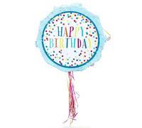 Party Factory Pinata Happy Birthday Bleu Enfants Punch d'anniversaire Pinata 44 x 9 x 44 cm décoration décoration d'anniversaire