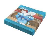 Party Factory Schtroumpfe Lot de 20 serviettes en papier, 33 x 33 cm, multicolores, 3 couches, jetables, pour anniversaire d'enfant ou fête à thème, 33 x 33 cm