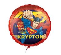 Party Factory Superman Ballon gonflable « The Last Son of Krypton », Ø 45 cm, bleu, rouge et jaune, ballon à hélium pour anniversaire