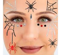 PARTY FACTORY Tatouage du visage « araignée » - Différents motifs - Tatouage temporaire pour enfants et adultes - Pour fêtes à thème, anniversaire d'enfant, Nouvel An, Halloween, carnaval