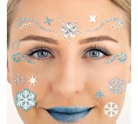Party Factory Tatouage temporaire à paillettes pour le visage La Reine des Neiges pour fête à thème, Halloween et carnaval, enfants et adultes