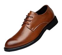 Party Formal Oxford Shoes for Men Spanish Leather Lace-up Breathable Non Slip Block Heel Anti-Slip Prom Shoes(Brown,44.5 EU)