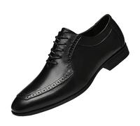 Party Formal Shoes for Men Waterproof Leather Lace-up Plain Toe Non Slip Rubber Sole Anti-Slip Office(Black,45.5 EU)