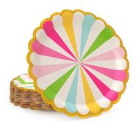 PARTY GO 50 pièces 9" 23cm coloré assiettes en carton pour le dîner et le dessert, assiettes jetables Party Supplies Pack pour les décorations de graduation vacances mariage anniversaire bébé douche