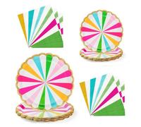 PARTY GO 54 Pieces Colourful Dinner Plate Set Includes 9‘ 23cm Colourful Paper Plate, 7’ 18cm Paper Plate, Napkin for Dinner and Dessert, Great for Graduation, Holidays, Weddings, Birthday Parties