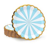 PARTY GO Lot de 50 assiettes en carton bleu de 22,86 cm pour dîner et dessert, lot de vaisselle jetable pour fournitures de fête pour remise de diplômes, vacances, mariage, anniversaire, fête, baby