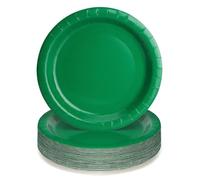 PARTY GO Lot de 50 assiettes en carton jetables de 22,9 cm pour dîner et dessert, fournitures de fête pour remise de diplôme, vacances, mariage, fête d'anniversaire, fête prénatale, vert