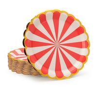 PARTY GO Lot de 50 assiettes en carton jetables de 22,9 cm pour dîner et dessert, fournitures de fête pour remise de diplôme, vacances, mariage, fête d'anniversaire, fête prénatale, rouge