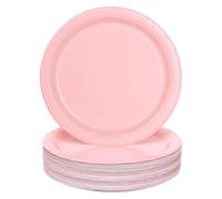 PARTY GO Lot de 50 assiettes jetables en carton rose de 22,9 cm pour dîner et dessert, fournitures de fête pour remise de diplôme, vacances, mariage, fête d'anniversaire, fête prénatale