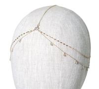 Party Head Chain Wedding Hair Accessories Elegant Headpiece Bling Bridal Forehead Chain Jewelry pour les occasions spéciales et les festivals(Gold)
