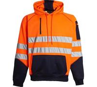 Party HuB Sweat à capuche haute visibilité pour homme - Sweat de sécurité fluorescent avec bandes réfléchissantes et 3 poches zippées sécurisées, idéal pour les environnements de travail en plein air