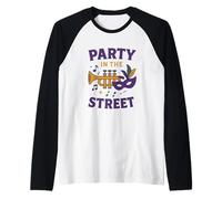 Party in The Street Motif Mardi Gras Manche Raglan