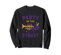 Party in The Street Motif Mardi Gras Sweatshirt