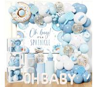 Party Inspo Décorations de bébé pour garçon, Oh Boy It's a Sprinkle, ballons en aluminium bleu en forme de beignet, boîtes pour décorations de fête prénatale