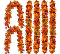 PARTY JOY 6 Pièces 1,7 m Guirlandes De Feuilles D'Érable Artificielles, Guirlande D'Érable Automne Suspendu Vignes De Feuilles d'automne, pour Cheminée, Jardin, Automne, Interieur Exterieur