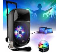 Party Light & Sound - Enceinte Karaoke Lumineuse Mobile Party 300W Bluetooth/USB - Micro - Jeu de Lumiere Astro - Fête - Soirée - Animation