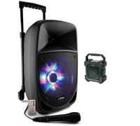 Party Light & Sound - Enceinte Nomade sur Batterie 300W Bluetooth PARTY-8LED - Micro - Tuner - Enceinte Portable sans Fil LED PARTY-BAGGY30 Cadeau