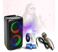 Party Light & Sound - Enceinte Portable Karaoke sur Batterie Enfant Party LEO-250 USB Bluetooth - Micro - Jeu de Lumière Rotatif - Anniversaire - Boum