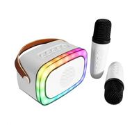 Party Light & Sound - KARAKID20 - Enceinte karaoké sur Batterie, Portable avec 2 micros sans Fil, Changement de Voix - Bluetooth - Lumineux - Blanc