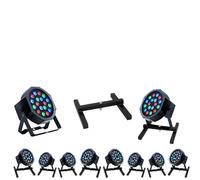 PARTY LIGHT & SOUND - Pack de 10 Projecteurs PARTY-PAR181 18x1W RGB DMX + 10 pieds support IBIZA SL1 - Soirée - Mariage - Bar Club - DJ Mobile