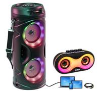 Party Light & Sound - Pack Enceinte Enfant Lumineuse LEDs sur Batterie Bluetooth USB SD FM Teen-Vibe - Enceinte Lumineuse LEDs Bluetooth Party-Owl