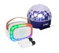 Party Light & Sound - Pack Karaoké Enceinte Bluetooth Enfant KARAKID20 USB 2 Micros sans Fil - Jeu Lumière Astro Party-ASTRO6 - Fête Anniversaire Ado