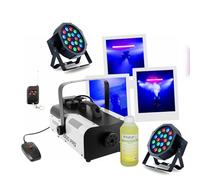 Party Light & Sound - Pack Machine Fumée Professionnelle 1000W BoomToneDJ F1000PRO 2 télécommandes - 2 Projecteurs PAR RGB PARTY-PAR181 - Liquide fumée 1L