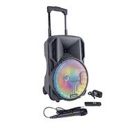 Party Light & Sound - PARTY-10RGB - Enceinte sur Batterie 10”/25cm de 400W avec 1 Micro Filaire et Effet Lumineux sur Le woofer - Bluetooth, USB et AUX - Noir…