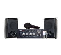 Party Light & Sound - Kit karaoké PARTY-KA100 - Ampli 2x50W/2 enceintes/micro USB/Bluetooth - Noir