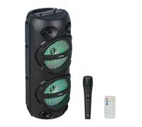 Party Light & Sound Enceinte Pluton 2x8" 300W Bluetooth USB Micro Télécommande Effets lumineux Noir