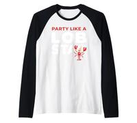 Party Like A Lob Star Funny Lobster Dancing Music Lovers Manche Raglan