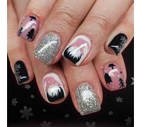 Party Nails 24PCS Santa Snowflake Design Réutilisable ABS Application Facile ABS Holiday Press On